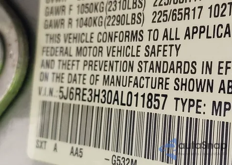 2010 Honda Cr-V Lx из США, поврежденный, VIN 5J6RE3H30AL011857